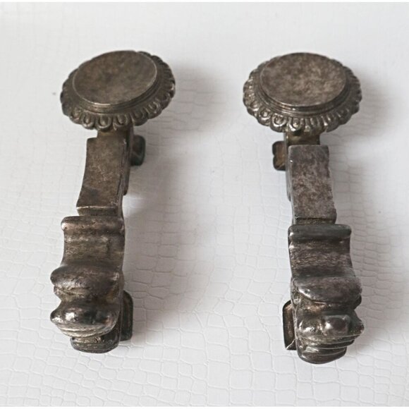 Vintage Chinese Nickel Silver Dragon Chopstick Rest & Spoon Rest Goblet Serving - Picture 9 of 10